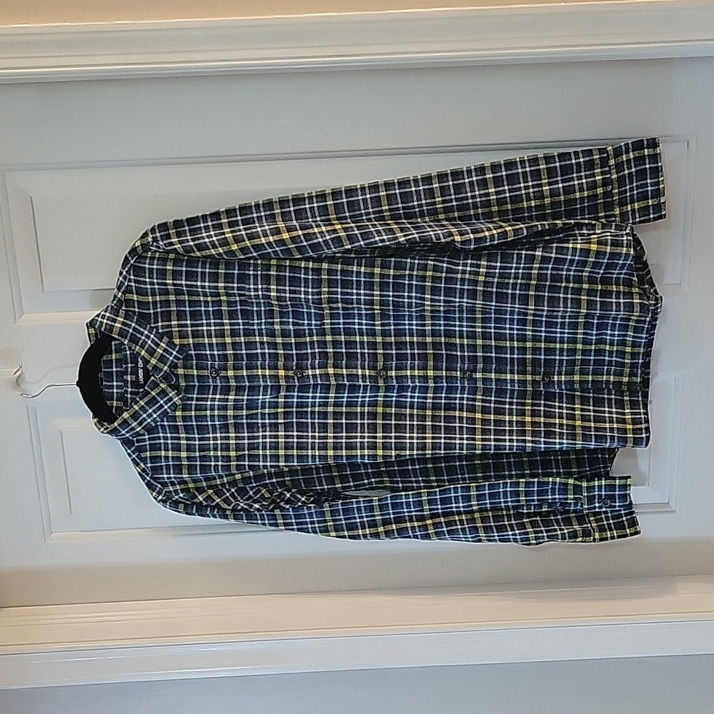 Lands end green plaid flannel shirt xl